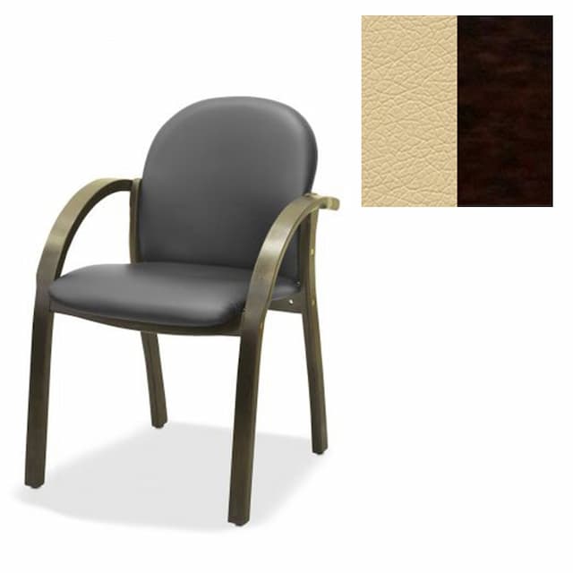 Офисный стул Юнитекс Джуно люкс экокожа премиум бежевая CN1123/дерево-венге