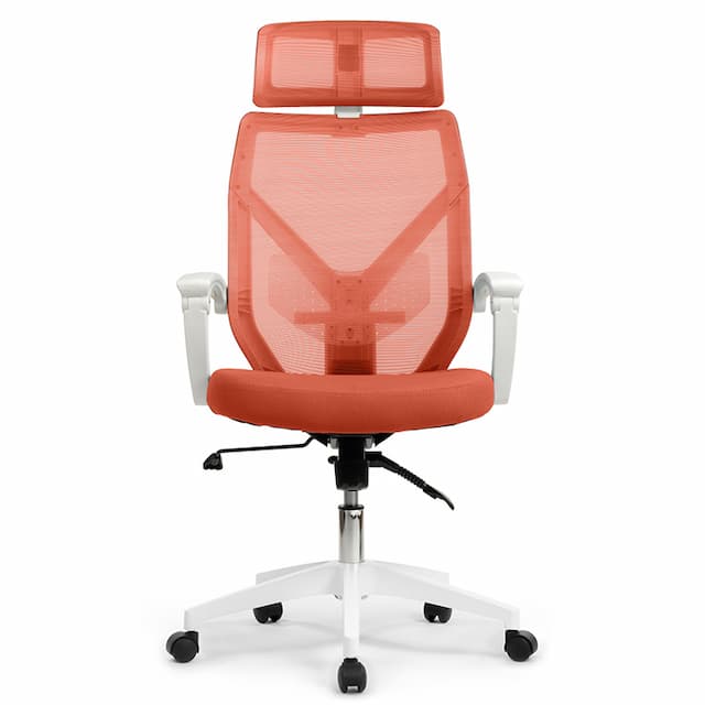 Кресло Riva Chair Oliver W-203AC Белый пластик/Оранжевая сетка