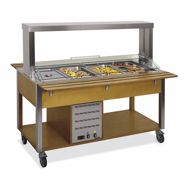 Стол Шведский тепловой (защитное стекло подвижное) MetalCarrelli 6910.4M-R (дуб)