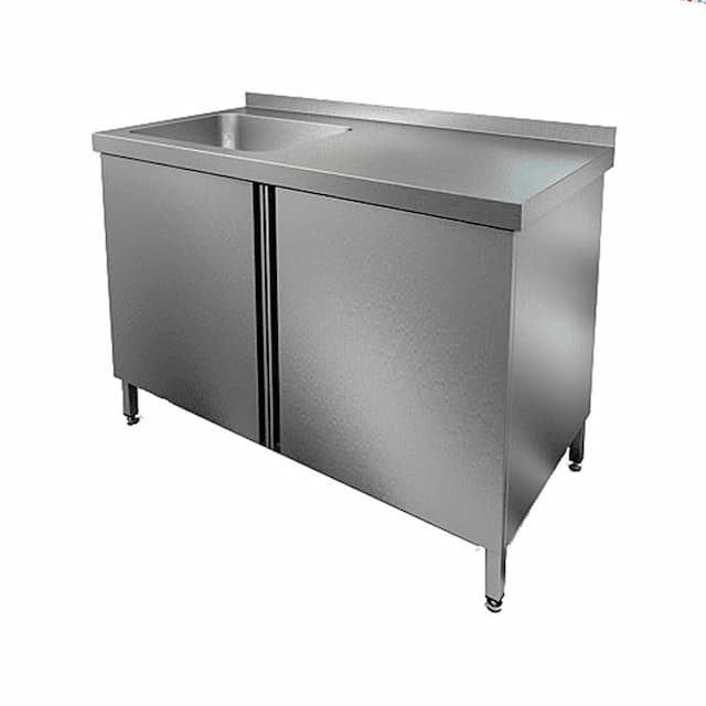 Стол производственный с распашными дверцами и моечной ванной Hicold НСЗ1М-10/7БЛ