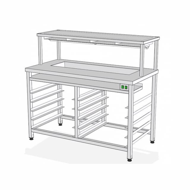 СФ-140Т – стол фасовочный пристенный с нейтр ванной и тепловой пов. ROBOLABS СФ-140Т